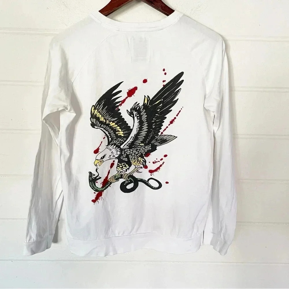 Zoe Karssen Women’s Embroidered White Long Sleeve Tee Size Small - Picture 9 of 10